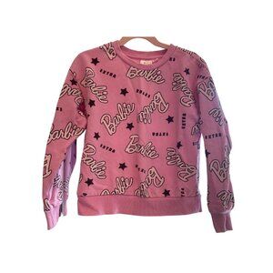 Barbie Logo Girls Cozy Pullover Pink Sweater Sweatshirt Size S (7/8)